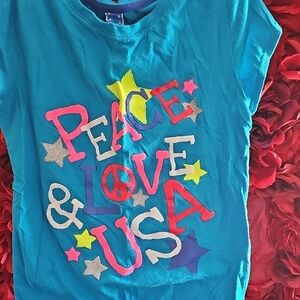 Colorful Peace & Love USA Graphic Tee